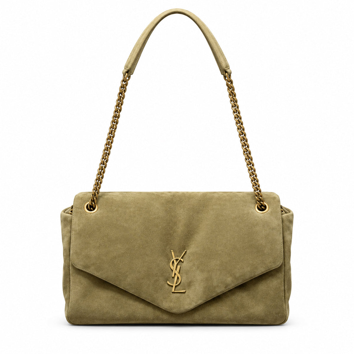 YSL Saint Laurent Calypso Suede Bag – Sage