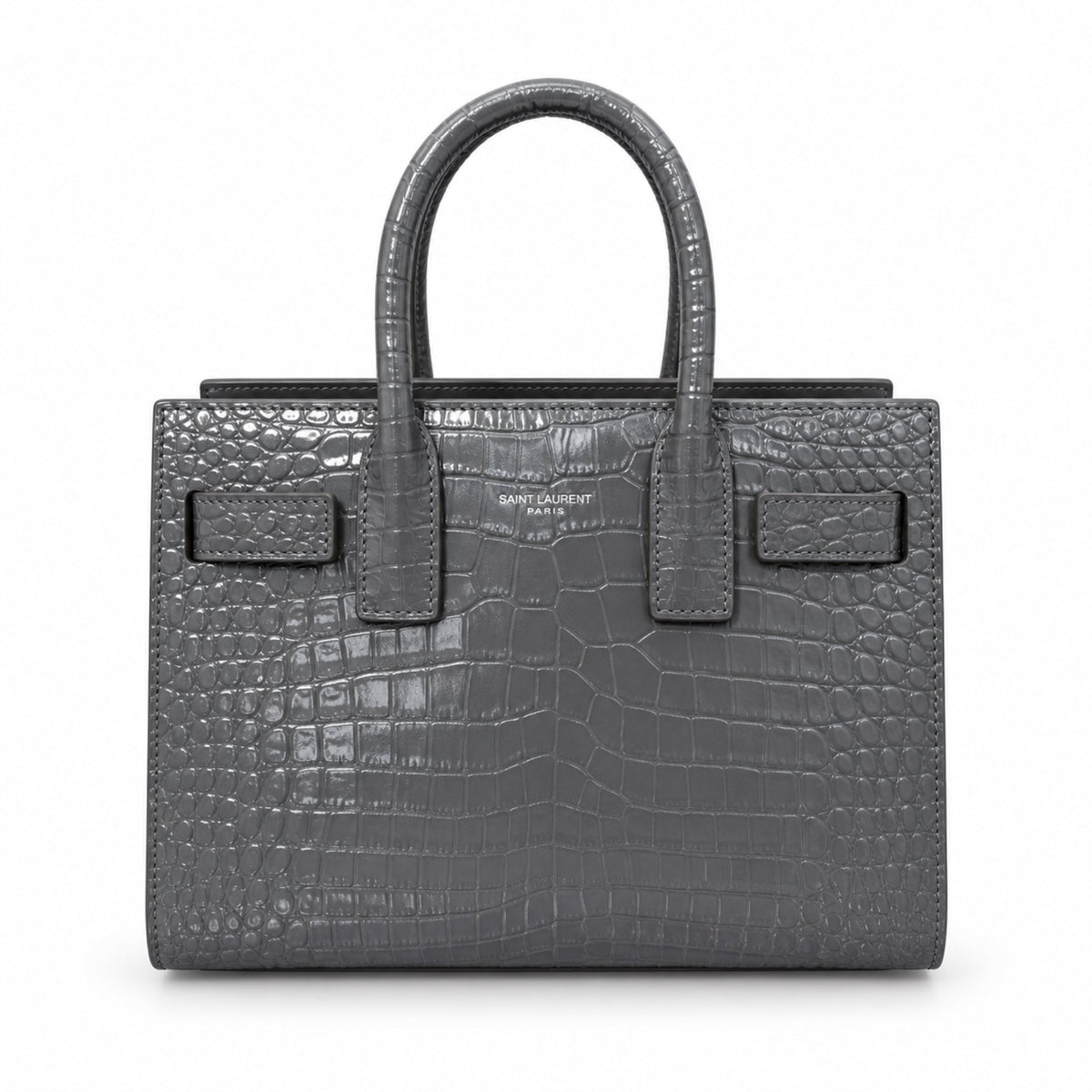 YSL Sac de Jour Baby Bag – Grey Croc-Embossed Leather