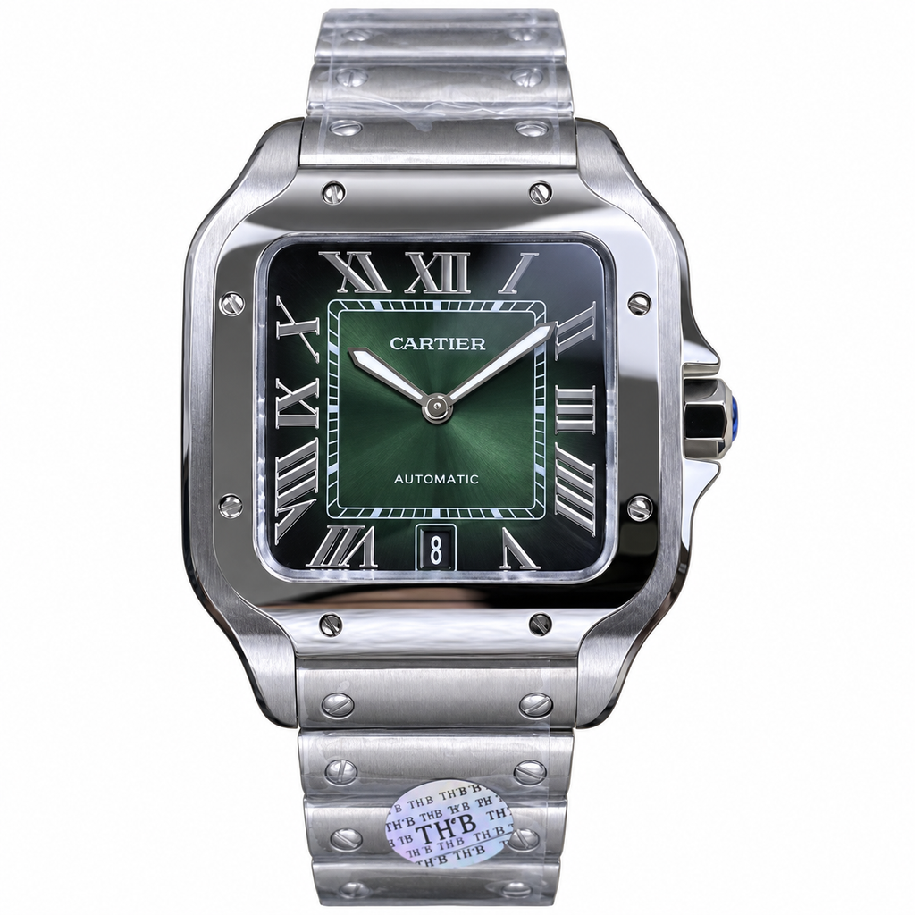Cartier Santos Automatic Green Dial Stainless Steel Bracelet Watch