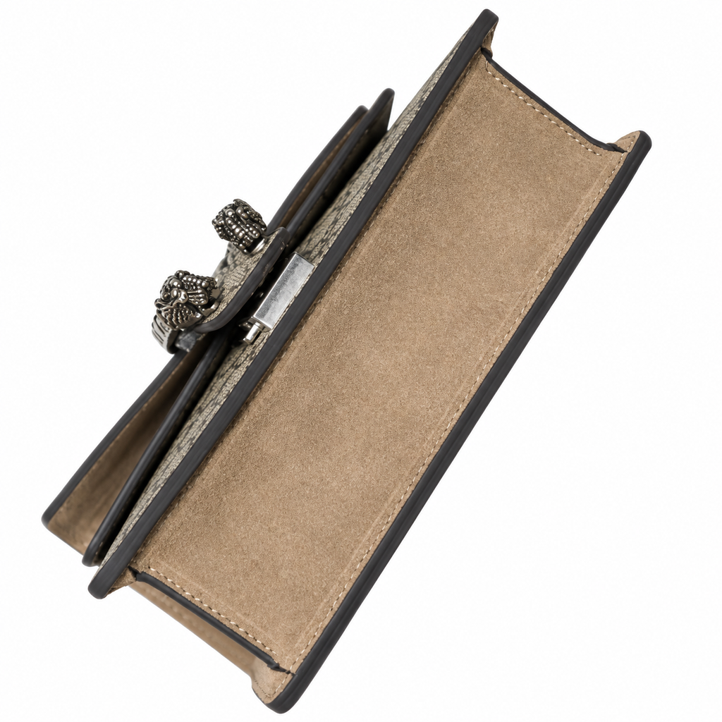 Gucci Dionysus Small Bag in GG Supreme Canvas with Taupe Leather Trim