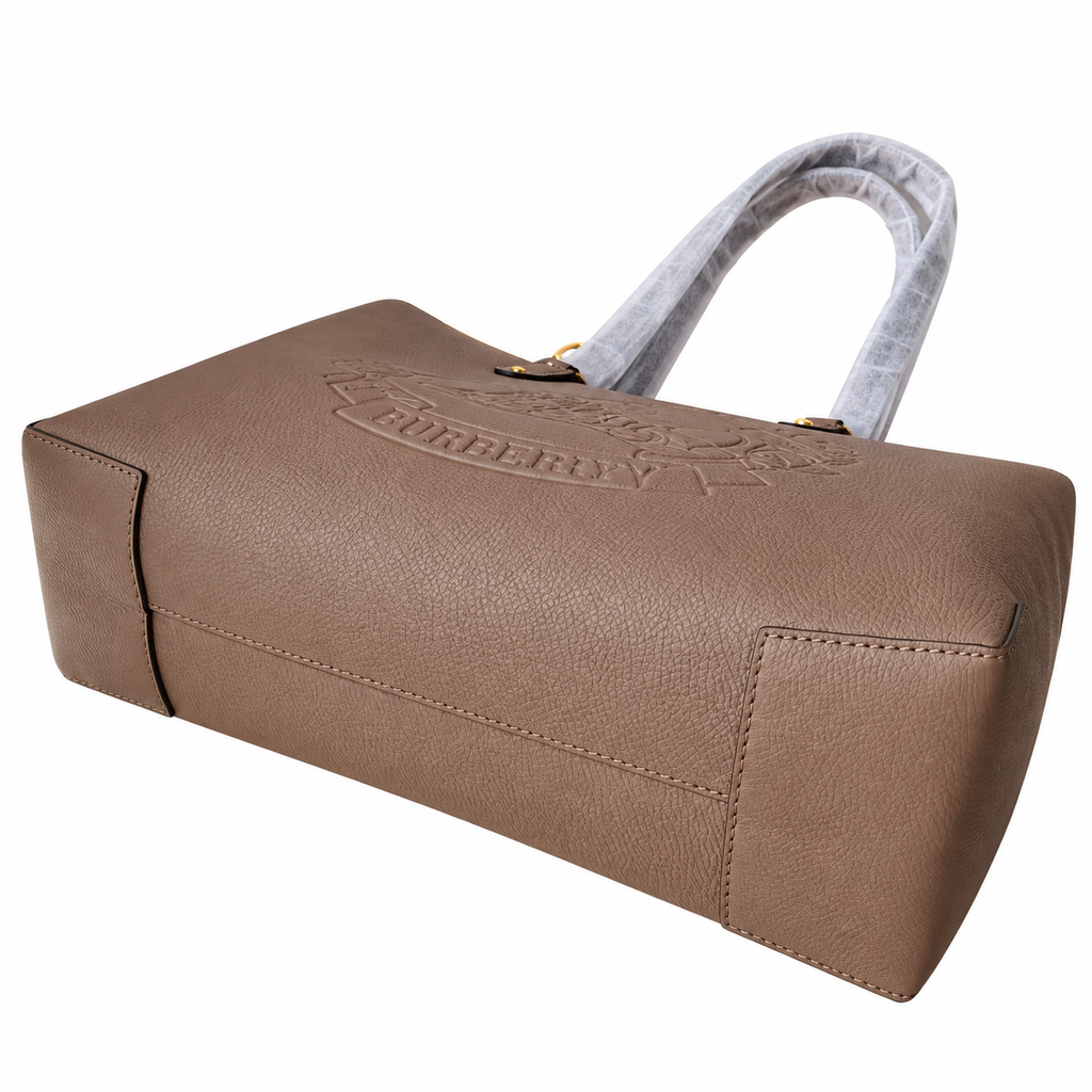 Burberry Heritage Crest Textured Tan Tote Bag