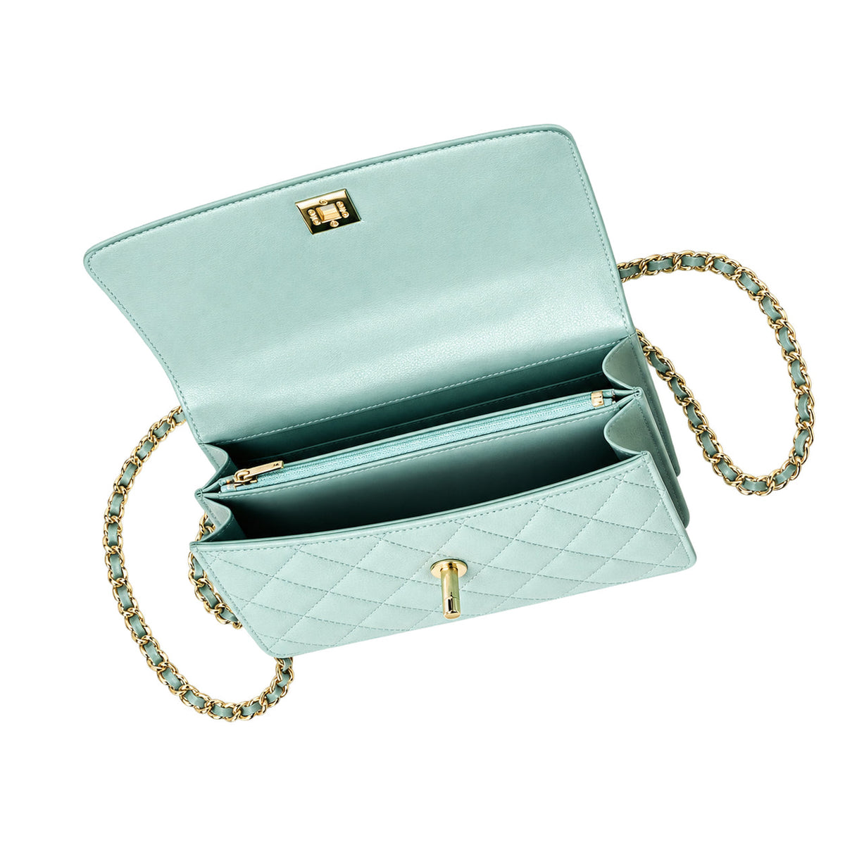 Chanel Quilted Leather Refined Chain Crossbody Bag