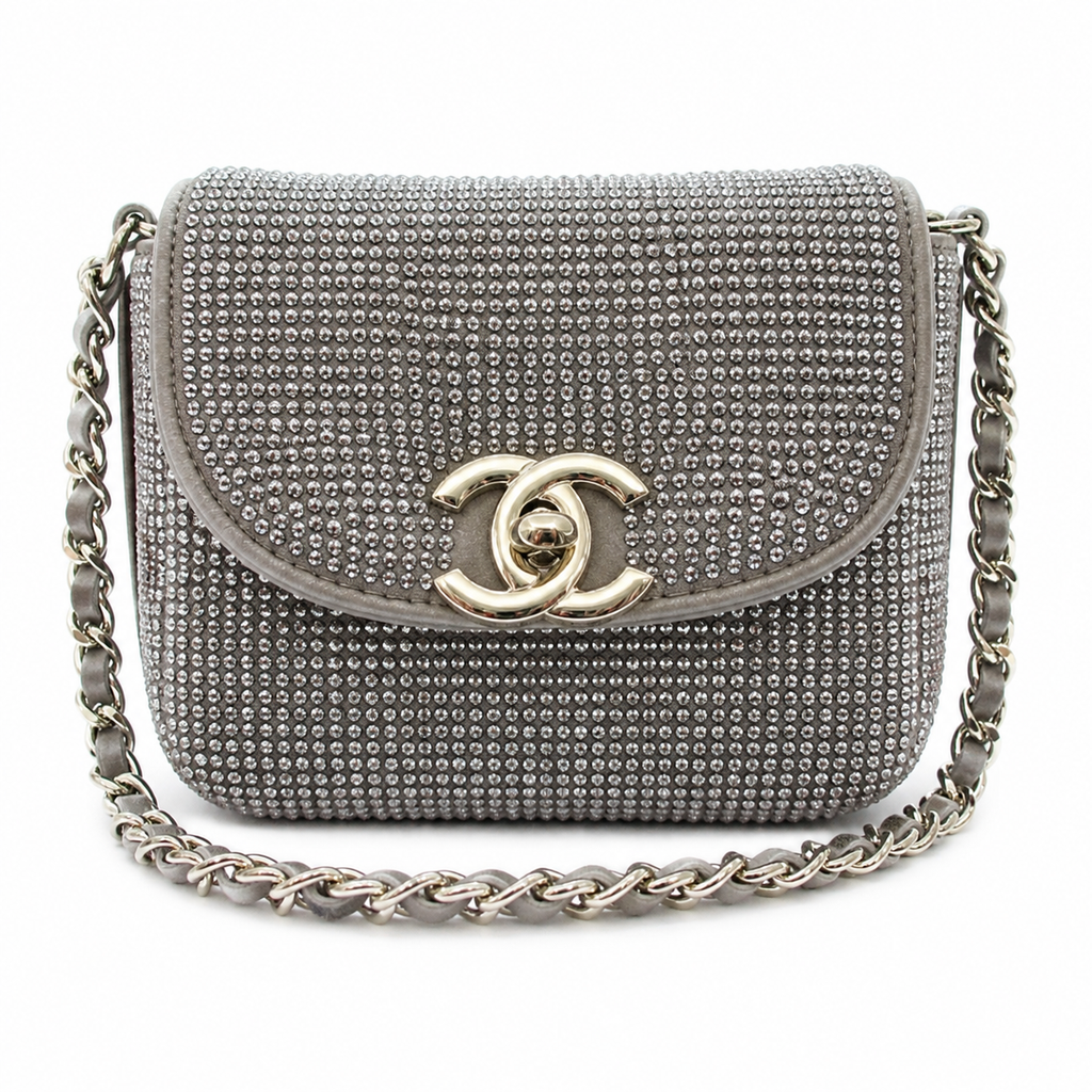 Chanel Silver Crystal Mini Shopping Bag