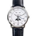 Blancpain Villeret Quantième Complet – Steel White Dial Blue Hands Moonphase Calendar Swiss Automatic