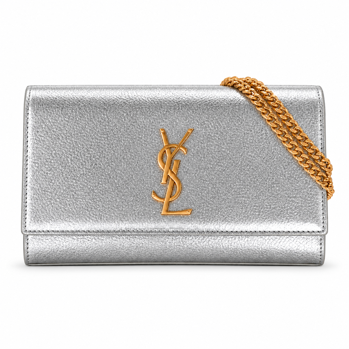 YSL Kate Chain Wallet Silver